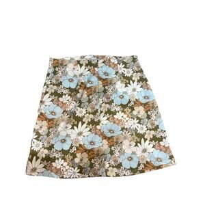 Altar’d State Boho Floral A-Line Mini Skirt Green Blue Size Small